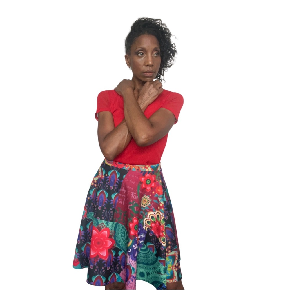 DESIGUAL || SIZE L || MULTI-COLORED || CIRCLE SKATER SKIRT